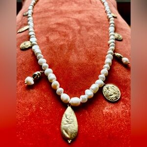 Faux Mother of Pearl Charm Necklace
New with Tag / Never Worn